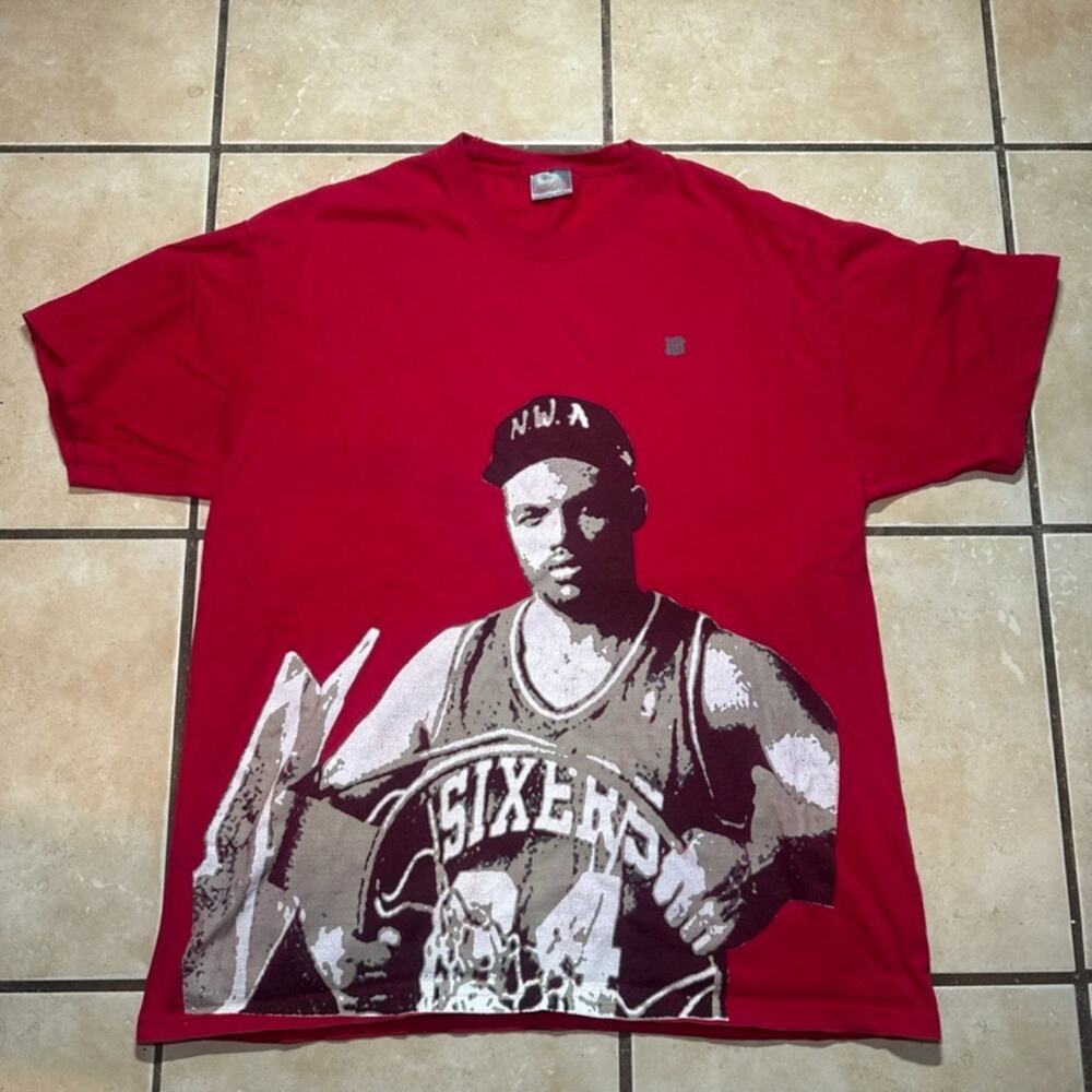 Vintage Y2K Undefeated Charles Barkley NWA Red Graphic T-Shirt Mens Large READ*